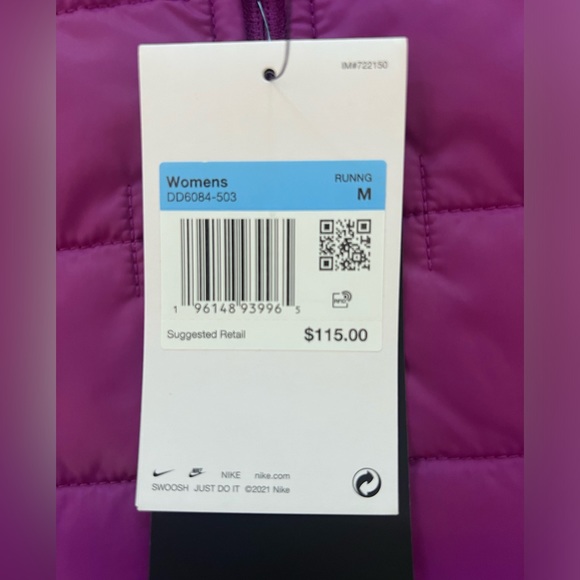 NWT Nike Women’s Therma Fit Purple Running Vest Size M - Picture 2 of 13